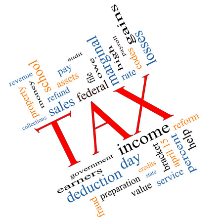 Tax Word Cloud Concept angled